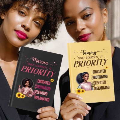 Make Yourself A Priority Notebook, Personalized Black Women's Notebook, Custom African American Women's Journal, Women's Confidence Journal, with Free Pencil