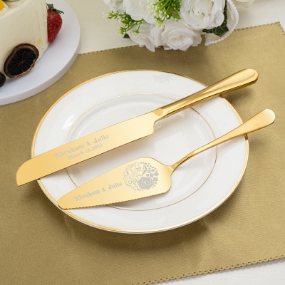 Personalized DND Wedding Cake Cutting Set with Engraved Name, Knife And Server Set, Wedding Gift For Bride Groom Newlyweds, Bridal Shower Gift
