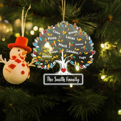 Personalized Names Family Tree of Life Christmas Ornament, Acrylic Christmas Tree Hanging Decoration, Christmas Gift for Mom/Grandma/Family