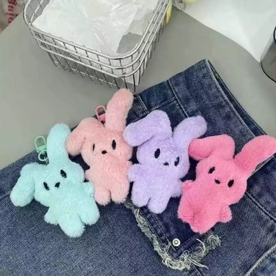 Cute Plush Bunny Keychain, Soft Stuffed Animal Bag Charm, Cartoon Rabbit Pendant for Backpack, Purse or Keys Ornament, Birthday Gift for Girls/Kids