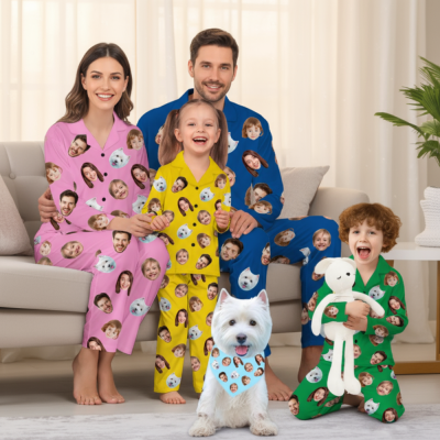 Custom Photo Face Pajama Set, Custom Women Men Kid Pajama Set with Face, Personalized Face Pajama, Custom Photo Pajama Pants, Custom Pajama