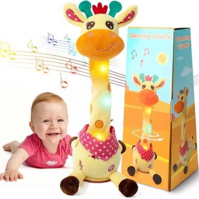 Giraffe Stuffed Animal Baby Toys 6 to 12 Months, Light up Plush Singing 10 Children's Songs and Repeat What You Say, Birthday/Christmas Gifts for Kids/Toddlers