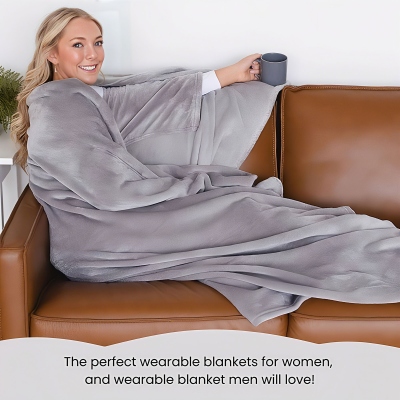 Wearable Blanket for Women, Cozy Loungewear Flannel Cape Wrap, Dorm Room Essentials, Birthday/Christmas Gift for Girlfriend/Bestie/Her