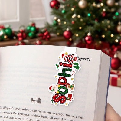 Custom Name Christmas Alphabet Bookmark, Magnetic Bookmark Clip, Book Accessory, Christmas Stocking Stuffer, Christmas Gift for Book Lovers/Readers
