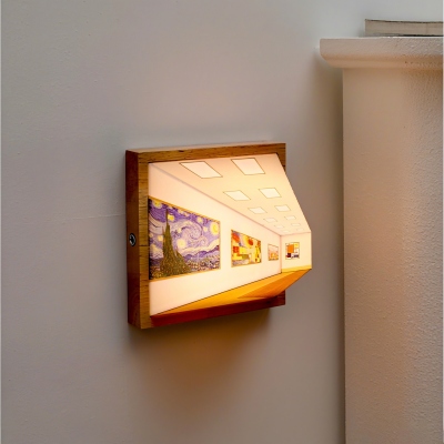 3D Visual Gallery Night Light Wall Lamp, Wooden No-Drill Creative Mounted Ambient Light, Living Room/Bedroom Decor, Birthday Gift for Family/Friends