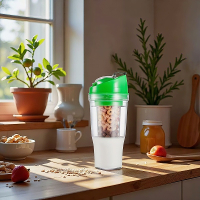 Food-Grade Cereal and Milk Separator Breakfast Cup, Glass Portable Oatmeal Travel Mug with Dry-Wet Separation, Gift for Coworkers/Fitness Lovers/Kids