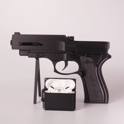 Toy Gun Bullet Cap AirPods Case – 3D Printed Creative Protective Cover for AirPods, Cool Novelty Earphone Accessory, Fun Gift Idea