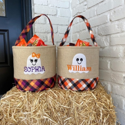Trick or Treat Bag, Trick-or-Treat Bucket, Halloween Bucket, Personalized, Halloween Basket, Monogram, Trick-or-Treat, Halloween Bag