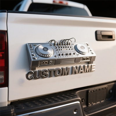Personalized DJ Booth Metal Sign - Custom Name Music Lover Car Logo Plaque