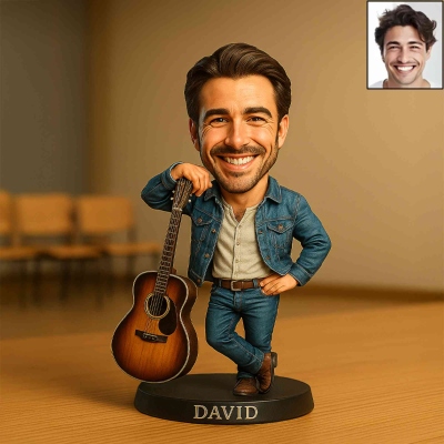 Custom Music Portrait Desk Decor, Personalized Photo with Musical Elements, Unique Art Piece for Music Lovers, Ideal Gift for Musicians and Friends