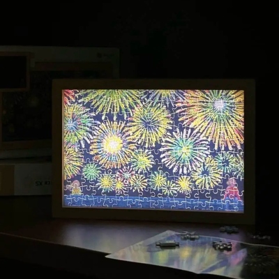 3D Fireworks Jigsaw Puzzle Lamp, LED Light Up Art Puzzle, Creative Night Light for Bedroom, Living Room or Gift