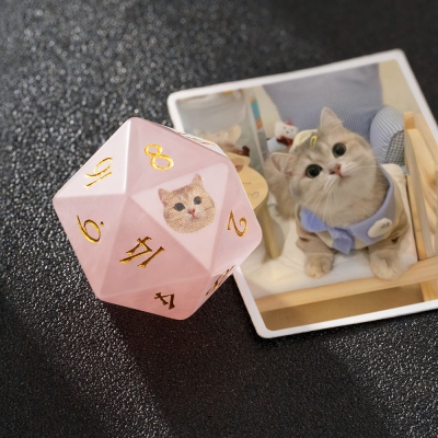 Custom Pet Dog/Cat Avatar DND D20 Dice, Gemstone Dice, Single D20, DND Dice Gifts