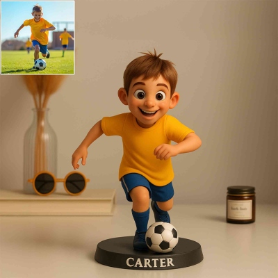 Custom Soccer Photo Desk Decor in Cartoon Style for Soccer Lovers