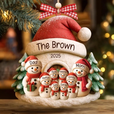 Custom 1-6 Names Snowman Family Christmas Ornament, Acrylic Christmas Tree Hanging Ornament, Holiday Keepsake, Christmas Gift For Family/Mom/Grandma