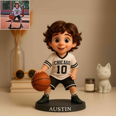 Custom Basketball Photo Cartoon Style Desk Decor for Basketball Lovers