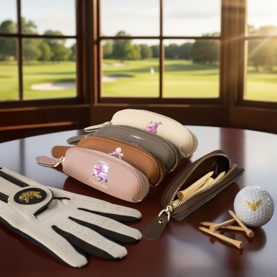 Personalized Name Mini Golf Storage Bag with 6 Golf Tees, Multicolor Portable Leather Zippered Golf Tee Pouch, Gift for Golf Lovers/Players/Coaches