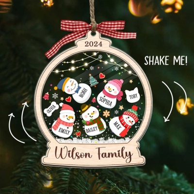 Personalized Family Names Shaker Snowbabies Christmas Ornament, Christmas Tree Hanging Ornament, Home Decor, Christmas Gift for Mom/Grandma/Family