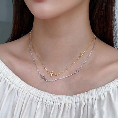 Sterling Silver 925 Cross Pendant Necklace, Delicate Cable Chain Religious for Women, Everyday Elegant Jewelry, Birthday/Christmas Gift for Her/Mom