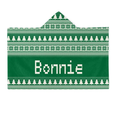 Personalized Fair Isle Style Christmas Soft Hooded Blanket with Name, Multicolor Christmas Hooded Blanket, Christmas Gift