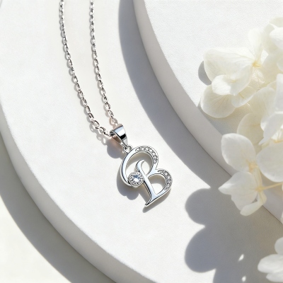 Personalized Initial Necklace with Birthstone, Custom Sterling Silver 925 Letter Pendant Jewelry, Name Necklace for Women, Birthday Gift for Her/Wife