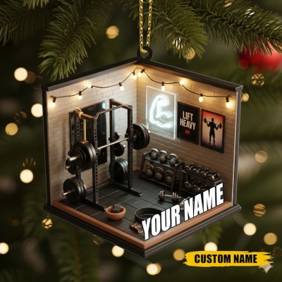 Personalized Weightlifting Ornament with Name, Weightlifting Keepsake, Trainer Decor, Sports Xmas Tree Hanging, Fitness Gift for Gym Lover