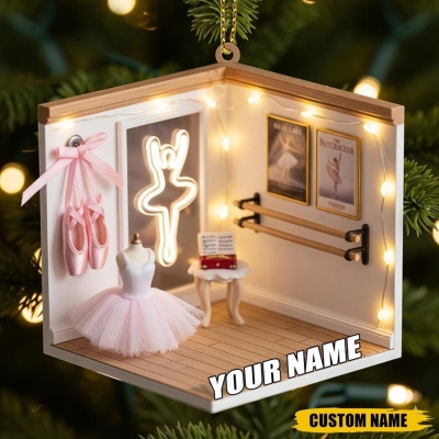 Custom Ballet Ornament 2025 with Name, Dance Room Tree Decoration, Personalized Ballerina Gift for Christmas Keepsake