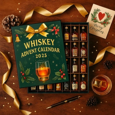 Whiskey Advent Calendar 2025, 24 Mini Bottles of Fine Whiskey, Premium Spirit Collection, Christmas Gift for Whiskey Enthusiasts/Family