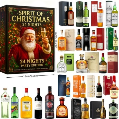 Spirit Of Christmas Cheers 2025 Advent Calendar - Limited Edition Santa Claus Holding Wine Glass Gift Box