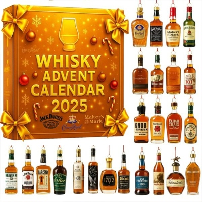 Whiskey Advent Calendar 2025 with Limited Edition Golden Christmas Themed Gift Box
