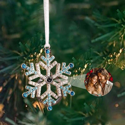 Personalized Photo Snowflake Projection Keychain, Custom Picture Snowflake Charm, Christmas Tree Hanging Decor, Christmas Gift for Family/Kids