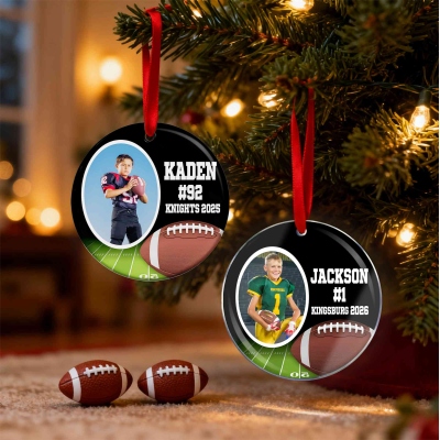 Personalized Football Picture Christmas Ornament, American Football Christmas Gift, Holiday Team Gifts, Foot Ball Team Christmas Gifts, Ornament for Boy