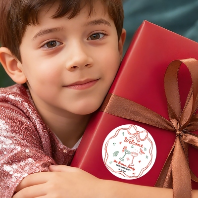 Personalized Name Hand-Painted Family Party Christmas Stickers, Round Holiday Gift Labels, Envelope Seals, Christmas Gifts for Kids/Family/Friends