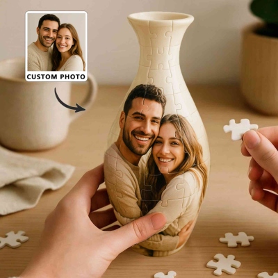 Personalized Photo 3D Puzzle Vase – 160 Pieces DIY Flower Pot, Custom Home Decor, Perfect Housewarming & Christmas Gift