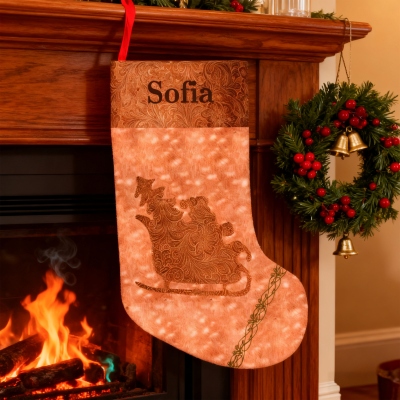 Personalized Name Western Style Christmas Stocking, Christmas Hanging Ornament, Xmas Farmhouse Decor, Christmas Gift for Family/Cowboys/Cowgirls