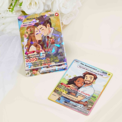 Personalized Funny Classic TCG Poke Card with Photo, Glitter Anime Anniversary Game Card, Birthday/Wedding Gift for Couples/Newlyweds