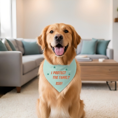 Personalized Name Glitter I Protect the Family Clip-On Pet Bandana with Adjustable Buckle, Showgirl Inspired Pet Accessory, Gift for Pet Owners/Lovers