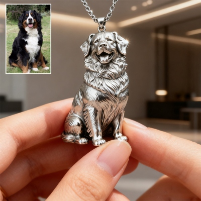 Personalized Pet Photo Necklace – Custom 3D Metal Pet Sculpture Pendant, Dog & Cat Memorial Jewelry, Unique Pet Lover Gift
