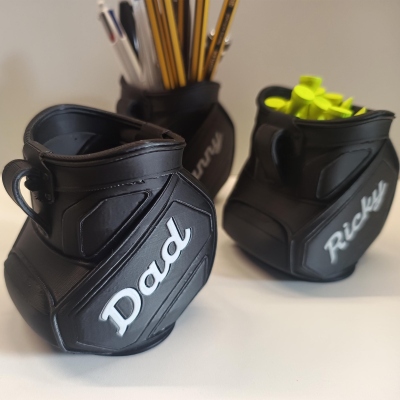 Personalized Name Mini Golf Bag Desk Organizer, 3D Printed Colorful Classic Tour Style Pen Holder, Birthday/Father's Day Gift for Golf Lovers/Him/Dad