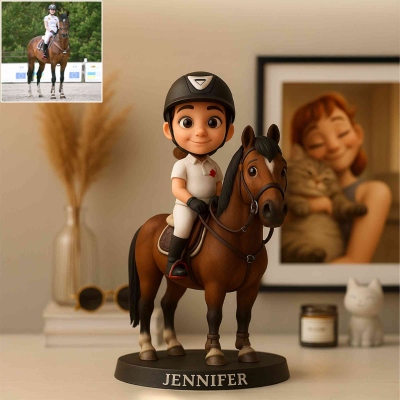 Custom 3D Cartoon Style Horse Photo Desk Decor with Name, Realistic Acrylic Portrait for Office & Home Decor, Christmas Gift for Horse Lovers/Riders