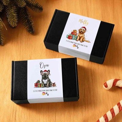 Personalized Dog Christmas Gift Boxes with Names (Set of 2), "A LITTLE MAGIC FROM SANTA PAWS TO YOU" Gift Boxes, Gifts for Dogs/Dog Mom & Dad