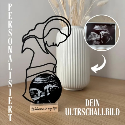 Custom Pregnancy Picture Silhouette Display Holder, Ultrasound Image Decor with Base, First Mother's Day Keepsake, Mother's Day Gift for Expecting Mom