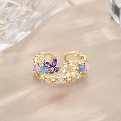 Butterfly Rings, Crescent Rings, Stackable Rings, Adjustable Rings, Cluster Ring, Dainty Stackable Rings, Open Ring, Floral Ring