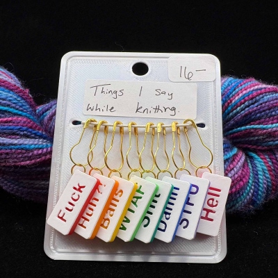 Personalized Things I Say While Knitting Charm(Set of 8pcs), Stress-Relieving Favors, Birthday/Anniversary Gift for Her/Crocheters/Knitting Lovers