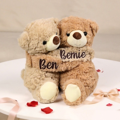 (Set of 2) Personalized Lavender Scented Doll with Name, Custom Hugging Bear/Puppy Plush Toy, Valentine's Day/Anniversary Gift for Couple/Lover/Friend