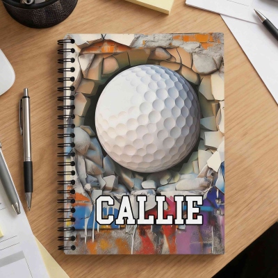 Personalized Sports Ball Notebook with Name & Number, A5 Spiral Journal, Birthday/Game Day Gift for Sports Lovers/Players/Coaches