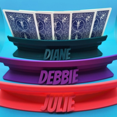 Personalized Name Poker Card Holder, 3D Printed Colorful Bridge Card Reset, Game Night Accessory, Party Favor, Gift for Family/Friends/Game Lovers