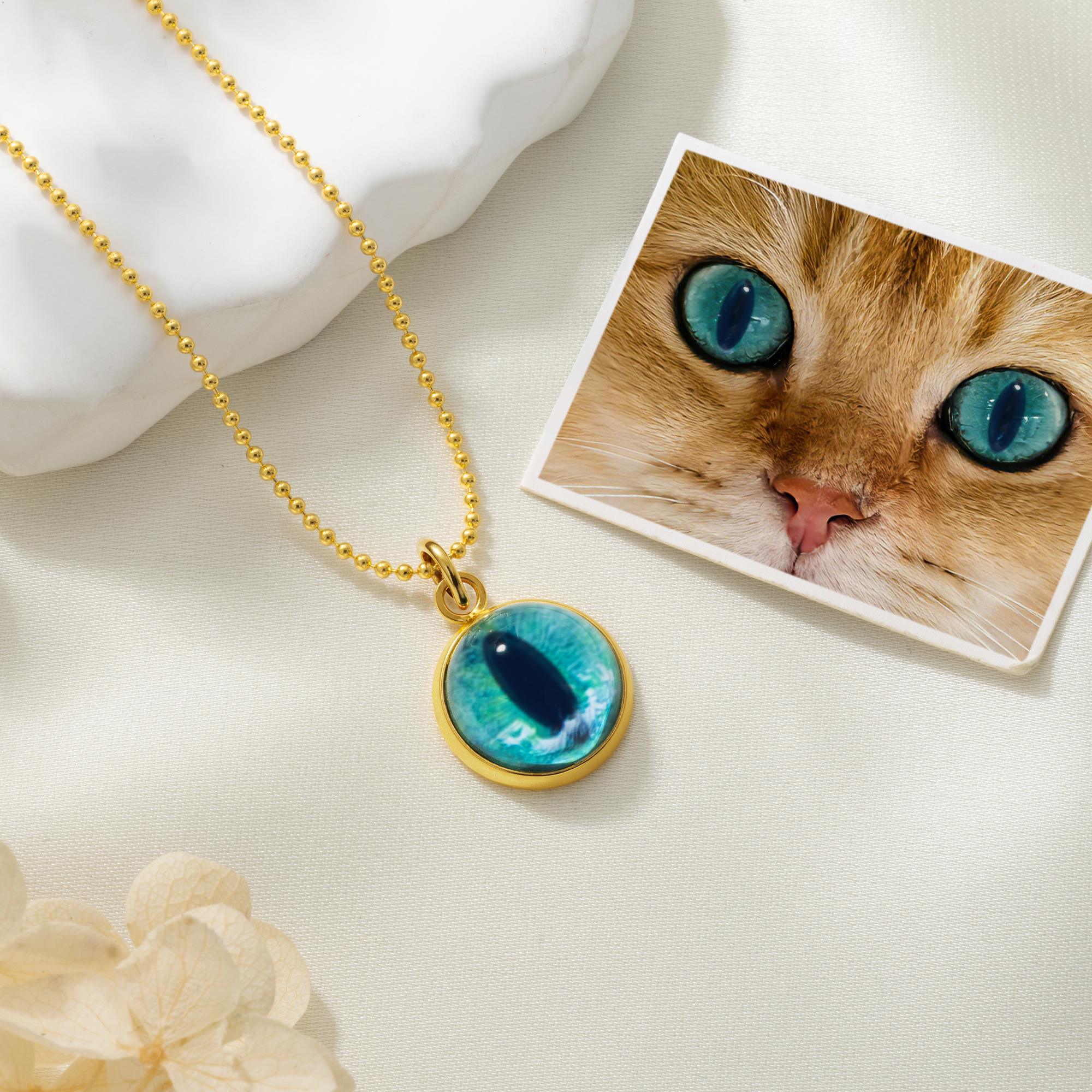 Personalized Pet Photo Eye Necklace, Custom Eyes Necklace, Memorial Jewelry for Loss of Pet, 