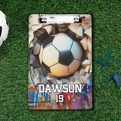 Personalized Sports Ball Clipboard with Name & Number, School Supplies, Back to School/End of Year/Appreciation Gift for Coaches/PE Teachers