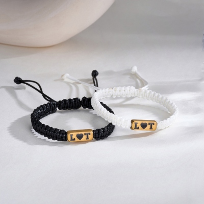 Personalized Initials Couple Braided Bracelets (Set of 2), Matching Jewelry for Couples, Valentine's Day/Anniversary Gift for Couples/Partners