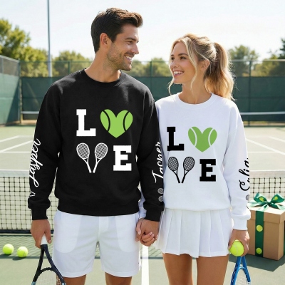 Personalized Tennis Sweatshirt, Tennis Player Hoodie, Custom Tennis Love Gift, Tennis Tournament Attire, Youth Tennis Hoodie